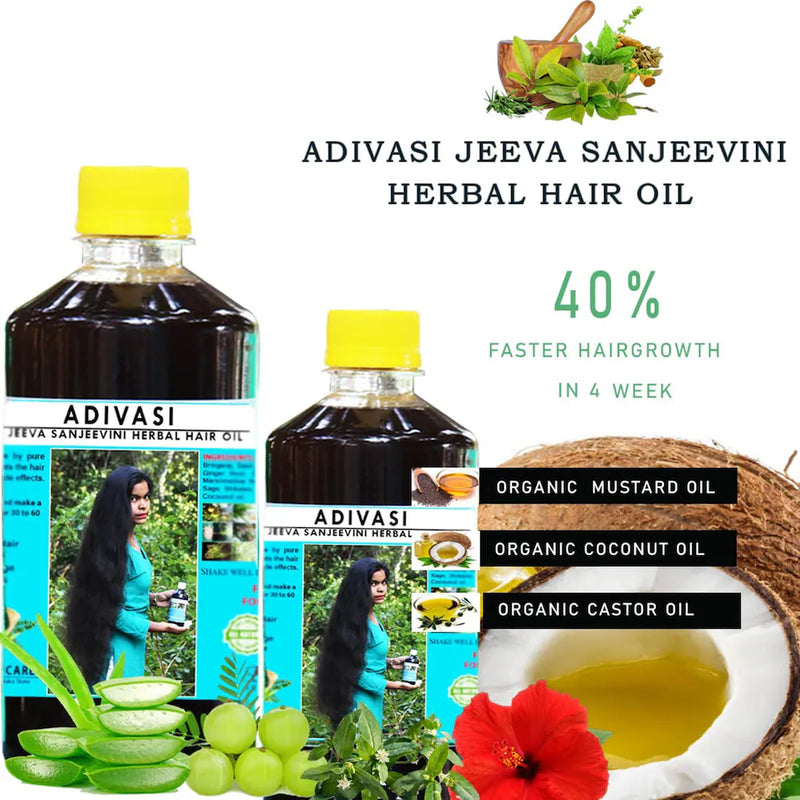 Adivasi Jeeva Sanjeevini Herbal Hair Growth oil - Ayurvedic Hair Growth Oil