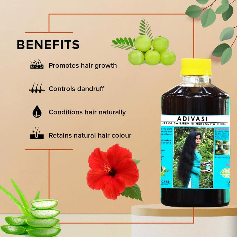 Adivasi Jeeva Sanjeevini Herbal Hair Growth oil - Ayurvedic Hair Growth Oil